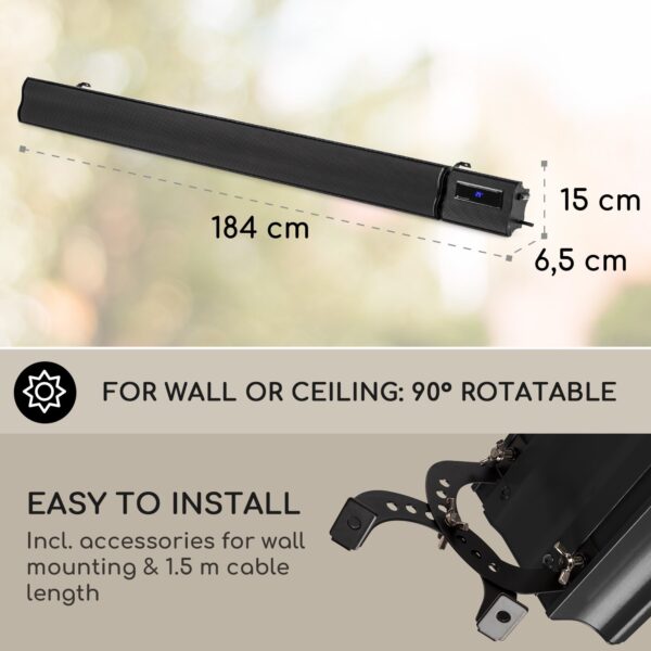 Blumfeldt Cosmic Beam Plus XXL, infračervený ohrievač, 3000 W, IP44, diaľkový ovládač, čierny - Image 2