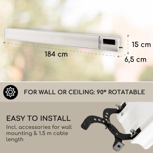 Blumfeldt Cosmic Beam Plus XXL, infračervený ohrievač, 3000 W, IP44, diaľkový ovládač, biely - Image 2