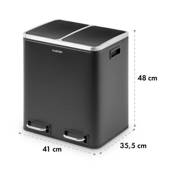 Klarstein Trash Gordon, pedálový odpadkový kôš, 30 l/2 x 15 l, tichý, PP, ušľachtilá oceľ, čierny - Image 3