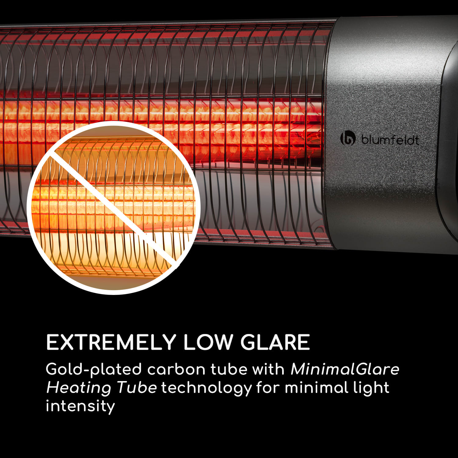 Blumfeldt Dark Wave, infračervený ohrievač, 2000 W, pozlátená uhlíková trubica, IP65, hliník - Image 2