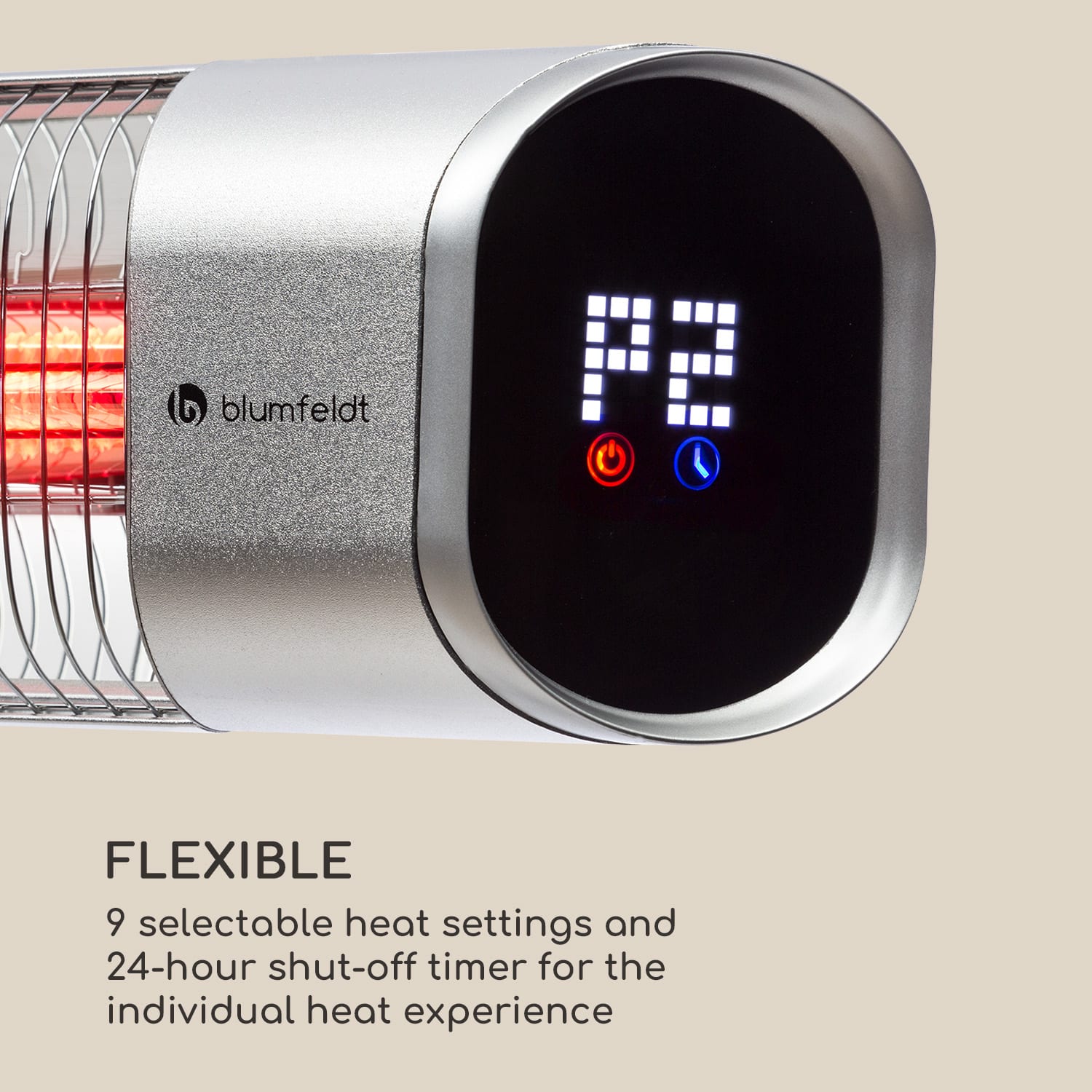 Blumfeldt Dark Wave, infračervený ohrievač, 2000 W, pozlátená uhlíková trubica, IP65, hliník - Image 3