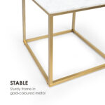 Besoa White Pearl I, konferenčný stolík, 50 x 50 x 50 cm (Š x V x H), mramorový vzhľad, zlatý/biely - Image 2