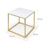 Besoa White Pearl I, konferenčný stolík, 50 x 50 x 50 cm (Š x V x H), mramorový vzhľad, zlatý/biely - Image 3