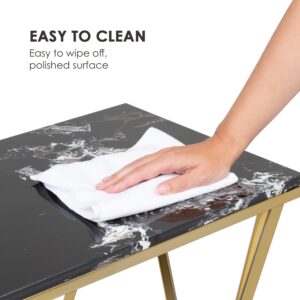 Besoa Black Onyx II, konferenčný stolík, 50 x 55 x 35 cm (Š x V x H), mramorový vzhľad, zlatý/čierny