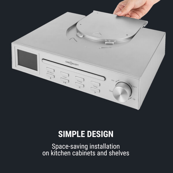 OneConcept Streamo Chef, kuchynské rádio, CD prehrávač, BT, 2,4" HCC displej, strieborné - Image 3