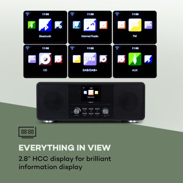OneConcept Streamo CD, internetové rádio, 2 x 10 W, WLAN, DAB+, FM, CD prehrávač, BT, čierne