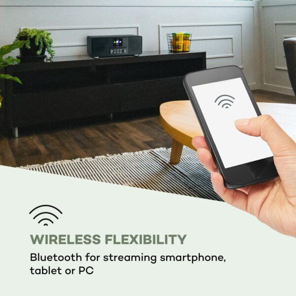 OneConcept Streamo CD, internetové rádio, 2 x 10 W, WLAN, DAB+, FM, CD prehrávač, BT, čierne - Image 2