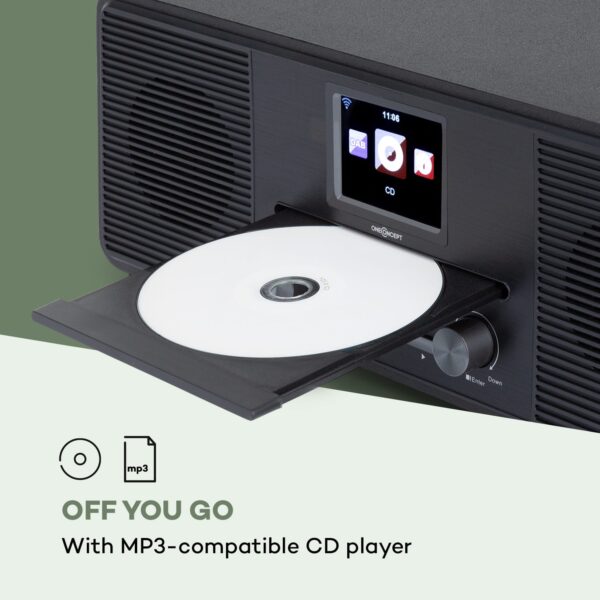 OneConcept Streamo CD, internetové rádio, 2 x 10 W, WLAN, DAB+, FM, CD prehrávač, BT, čierne - Image 3