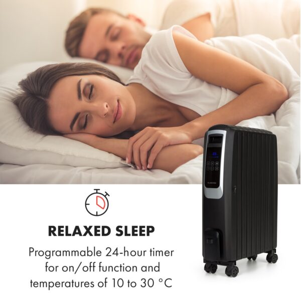 Klarstein Thermaxx Noir, olejový radiátor, 2500 W, 10-30 °C, 24-hod. časovač, diaľkové ovládanie, čierny