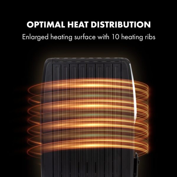 Klarstein Thermaxx Noir, olejový radiátor, 2500 W, 10-30 °C, 24-hod. časovač, diaľkové ovládanie, čierny - Image 2