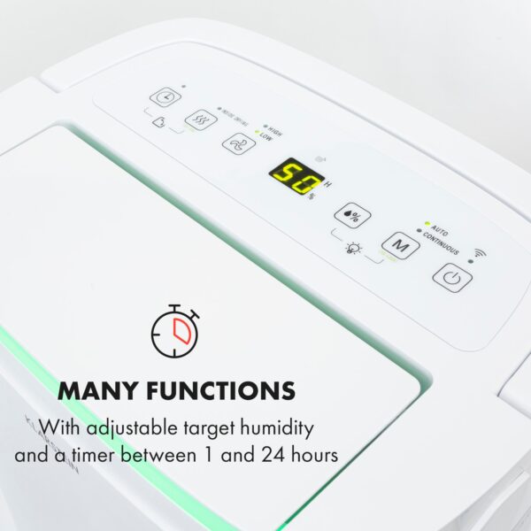 Klarstein DryFy Connect 50 Smart, Odvlhčovač vzduchu, WiFi, Kompresný, 50l / d, 45-55m², Biela - Image 2