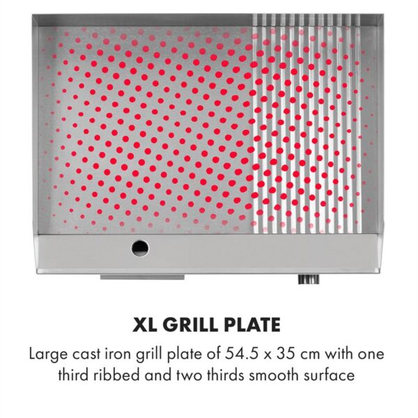 Klarstein Grillmeile 3000GR, elektrický gril, 3000 W, grilovacia platňa 54,5 x 35 cm, hladký/rebrovaný