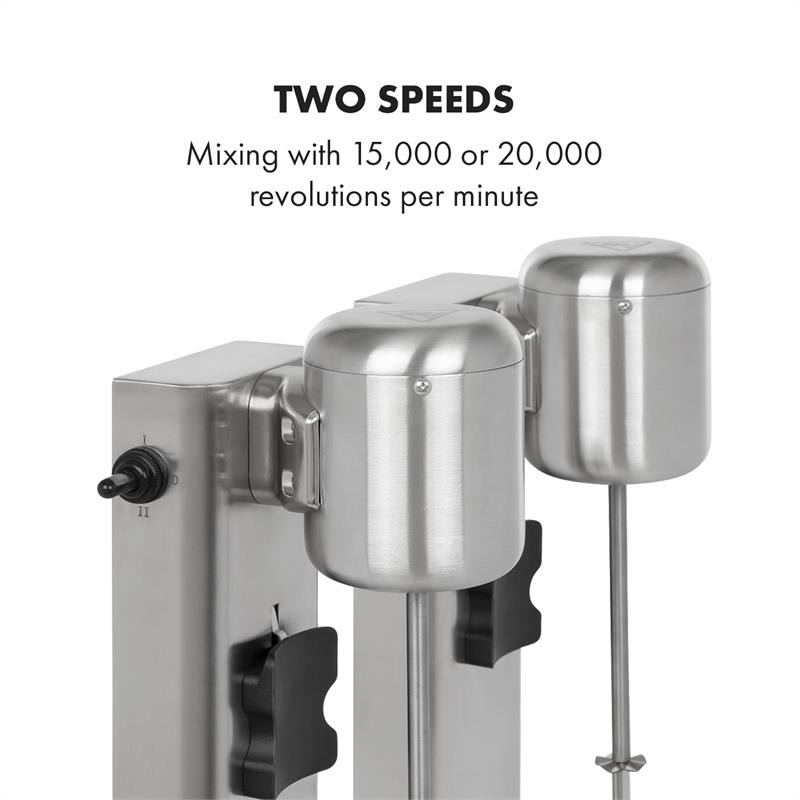 Klarstein Kraftpaket II, dvojitý mixér na mliečne kokteily, proteínové kokteily, 160 W, nehrdzavejúca oceľ