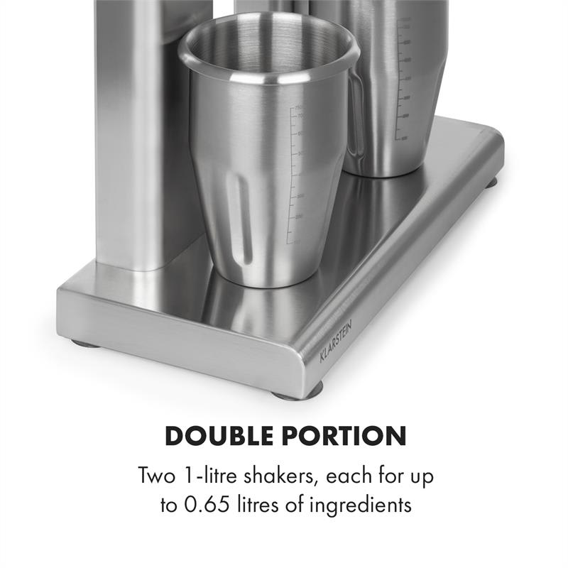 Klarstein Kraftpaket II, dvojitý mixér na mliečne kokteily, proteínové kokteily, 160 W, nehrdzavejúca oceľ - Image 2
