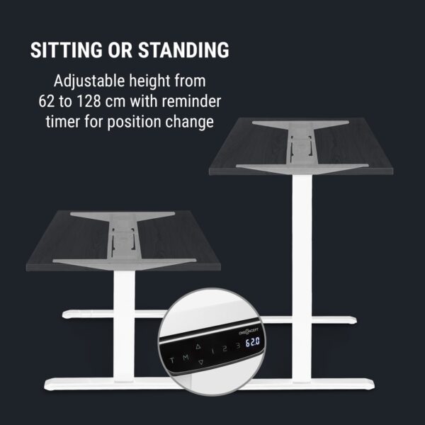 OneConcept Multidesk Comfort, výškovo nastaviteľný písací stôl, elektrický, výška 62 – 128 cm, biely - Image 3