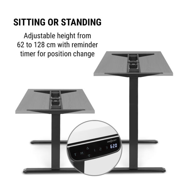OneConcept Multidesk Comfort, výškovo nastaviteľný písací stôl, elektrický, čierny - Image 3