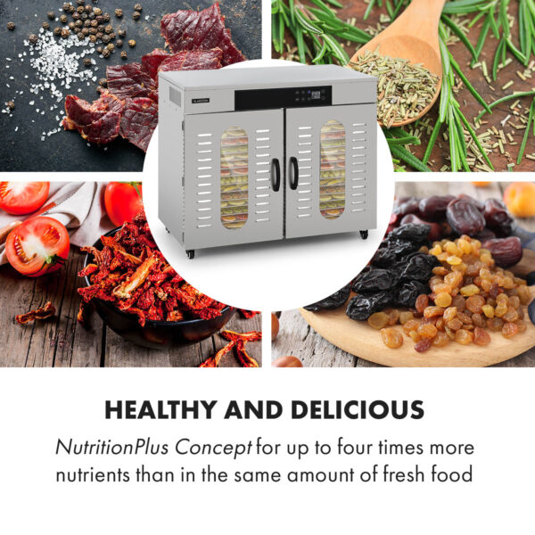 Klarstein Master Jerky 500, sušička potravín, 3000 W, 40 – 90 °C, 24 hod. časovač, nehrdzavejúca oceľ, strieborný - Image 2