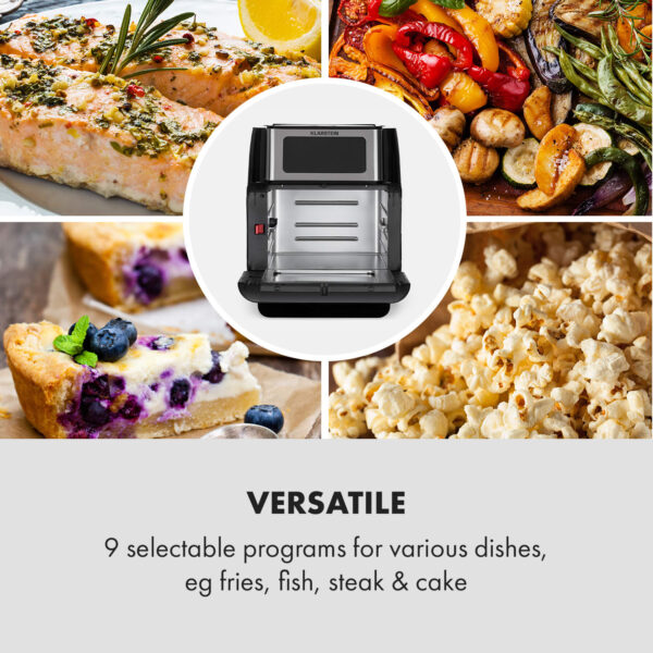 Klarstein AeroVital Fry, teplovzdušná fritéza, 1500 W, 10 l, 9 programov, čierna/strieborná - Image 2