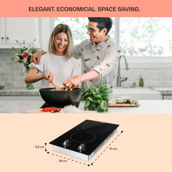 Klarstein EasyCook Domino, sklokeramická varná doska, 3000 W, otočný regulátor, čierna - Image 3