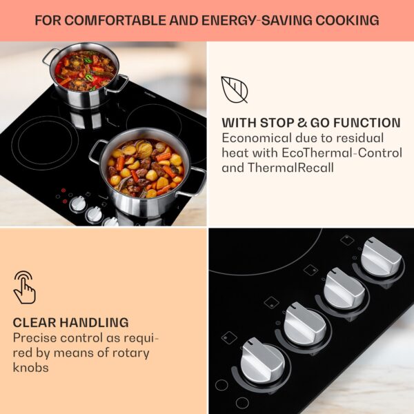Klarstein EasyCook, sklokeramická varná doska, 6100 W, otočný regulátor, čierna