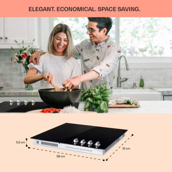 Klarstein EasyCook, sklokeramická varná doska, 6100 W, otočný regulátor, čierna - Image 3