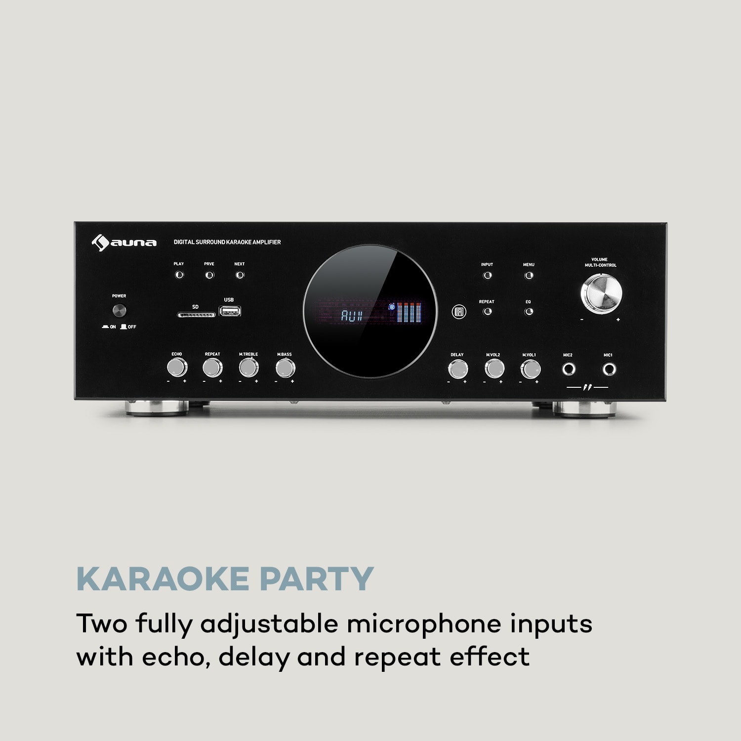 Auna AMP-218 BT, Digital-Surround zosilňovač, 5.1, 2 x 120W, 3 x 50W, RMS, BT, 2 x mikro