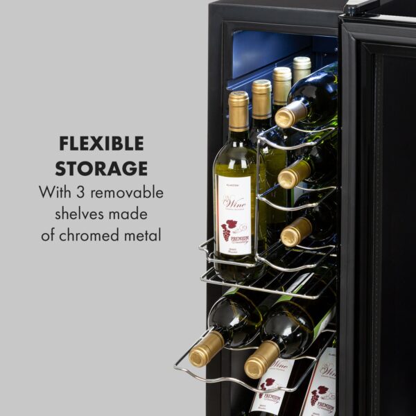 Klarstein Shiraz 12 Slim, vinotéka, 32 l, 12 fliaš, 85 W, 5–18°C, dotykový ovládací panel - Image 3