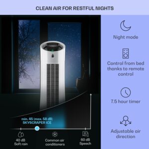 Klarstein Skyscraper Ice, 4 v 1 ochladzovač vzduchu, ventilátor, čistička vzduchu, zvlhčovač, 45 W, 210 m³/h, oscilácia, mobilný, diaľkové ovládanie