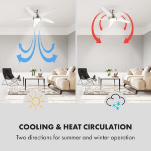 Klarstein Bolero, 2 v 1 stropný ventilátor, 134 cm, svetlo, 55 W, diaľkový ovládač, biely