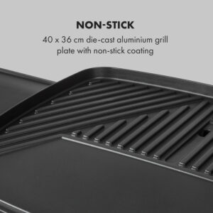 Klarstein Gatsby, elektrický gril, 2000 W, nepriľnavá grilovacia plocha, bočné stolíky, čierny