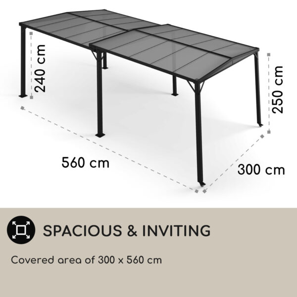 Blumfeldt Pantheon Solid Sky Expand, pergola, dvojitá, 3 x 3 - 5,6 m, hliník, antracitová