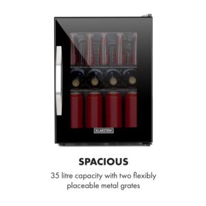 Klarstein Beersafe M Onyx, chladnička, energet. trieda C, LED, 2 kovové police, sklenené dvierka