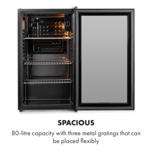 Klarstein Beersafe XXL Onyx, chladnička, energet. trieda E, LED, 3 kovové police, panoramatické sklenené dvierka