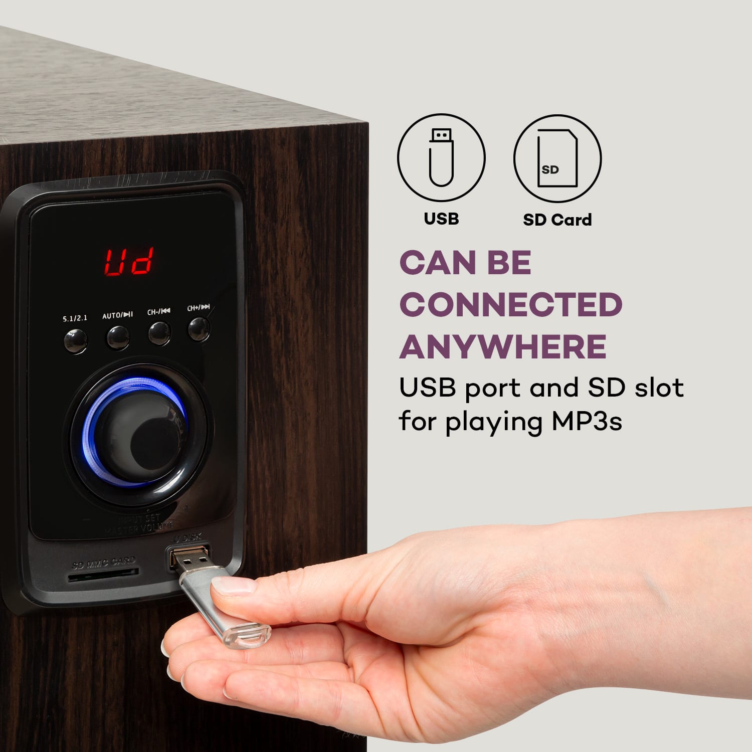 Auna Areal Elegance, 5.1-kanálový systém, 190 W, RMS, BT, USB, SD, AUX - Image 3