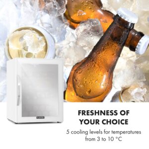 Klarstein Beersafe XL Quartz, chladnička, energet. trieda D, 60 l, LED, 2 kovové police, sklenené dvierka, biela