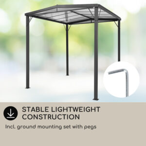Blumfeldt Pantheon Solid Sky Flat, pergola, prístrešok, 3 x 3 m, polykarbonát, sivá