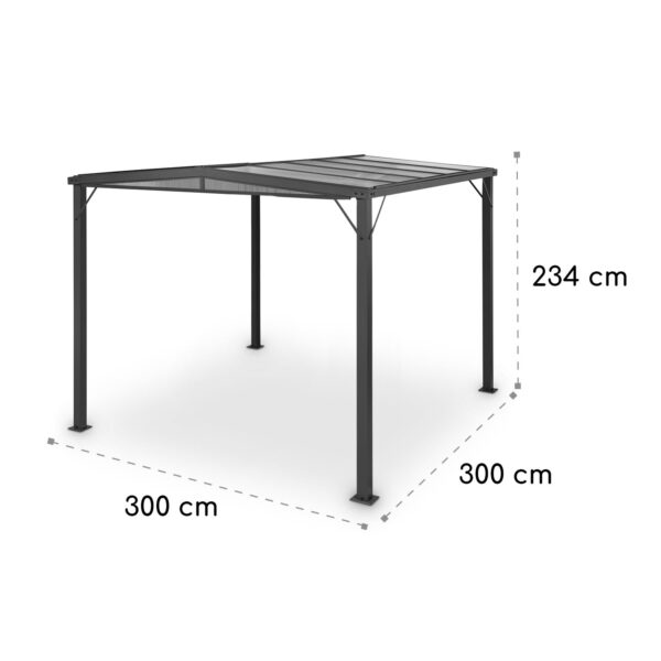 Blumfeldt Pantheon Solid Sky Flat, pergola, prístrešok, 3 x 3 m, polykarbonát, sivá - Image 3