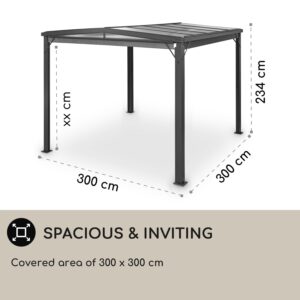 Blumfeldt Pantheon Cortina Solid Sky, pergola, prístrešok, 3 x 3 m, polykarbonát, sivá