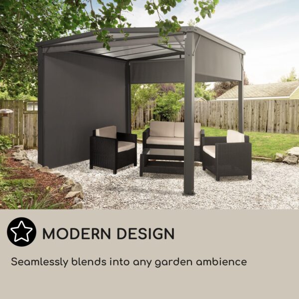 Blumfeldt Pantheon Cortina Solid Sky, pergola, prístrešok, 3 x 3 m, polykarbonát, sivá - Image 3