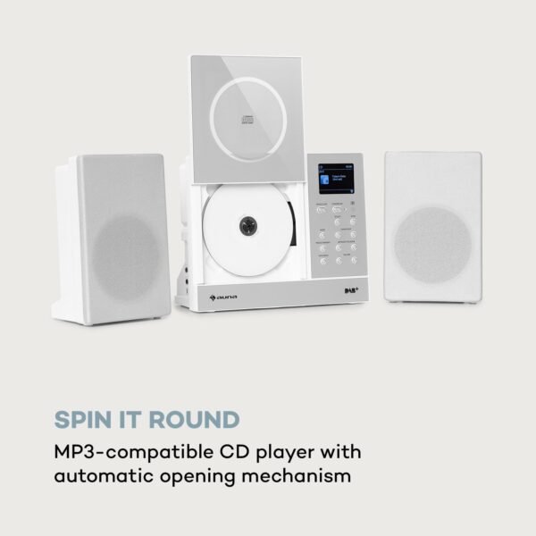 Auna Connect Vertical, internetové rádio, 2x5 W RMS, CD, IR/FM/DAB+, Spotify, BT, biele