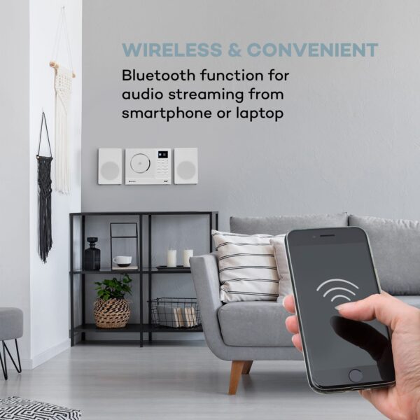 Auna Connect Vertical, internetové rádio, 2x5 W RMS, CD, IR/FM/DAB+, Spotify, BT, biele - Image 2