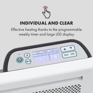 Klarstein Hot Spot Slimcurve Double Wave, konvektor, ohrievač 2 v 1, 1000 W, týždenný časovač, biely