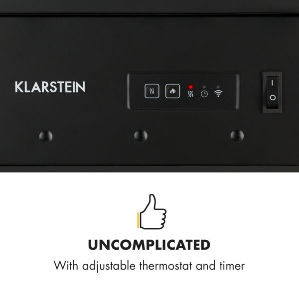 Klarstein Bormio Smart, elektrický krb, 950/1900 W, termostat, týždenný časovač, čierny - Image 2