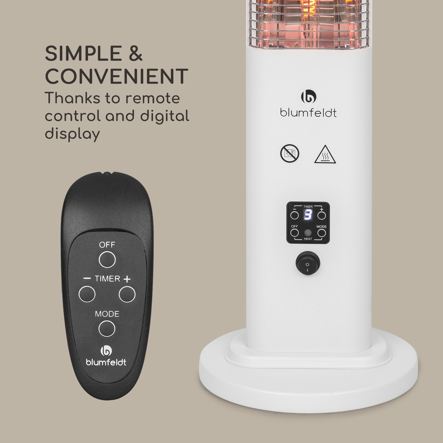 Blumfeldt Heat Guru Plus, vonkajší sálavý ohrievač, 1200 W, 3 nastavenia ohrevu, diaľkové ovládanie - Image 3