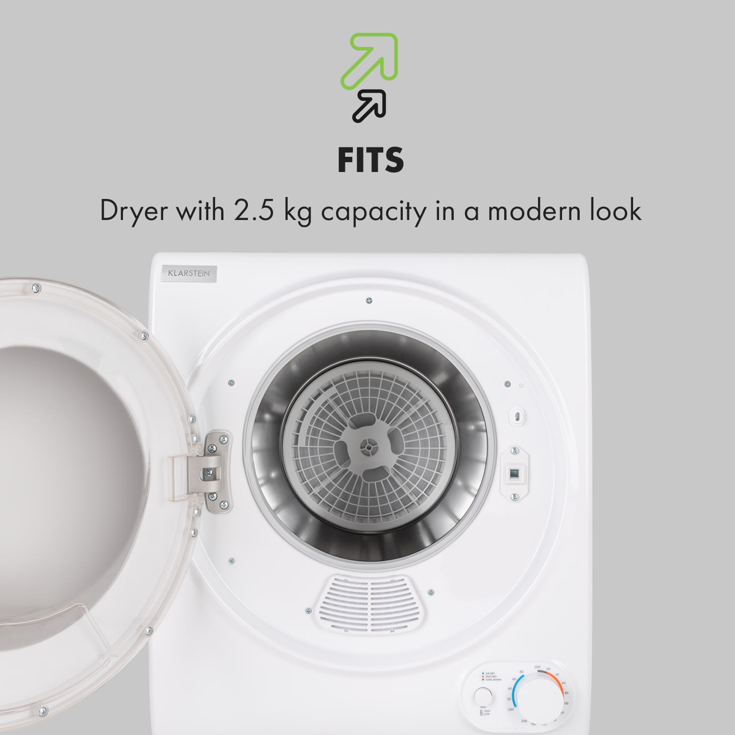 Klarstein Jet Set 2500, sušička bielizne, sušička s odsávaním vlhkého vzduchu, 850W, TEE C, 2,5kg, 50cm, biela - Image 2