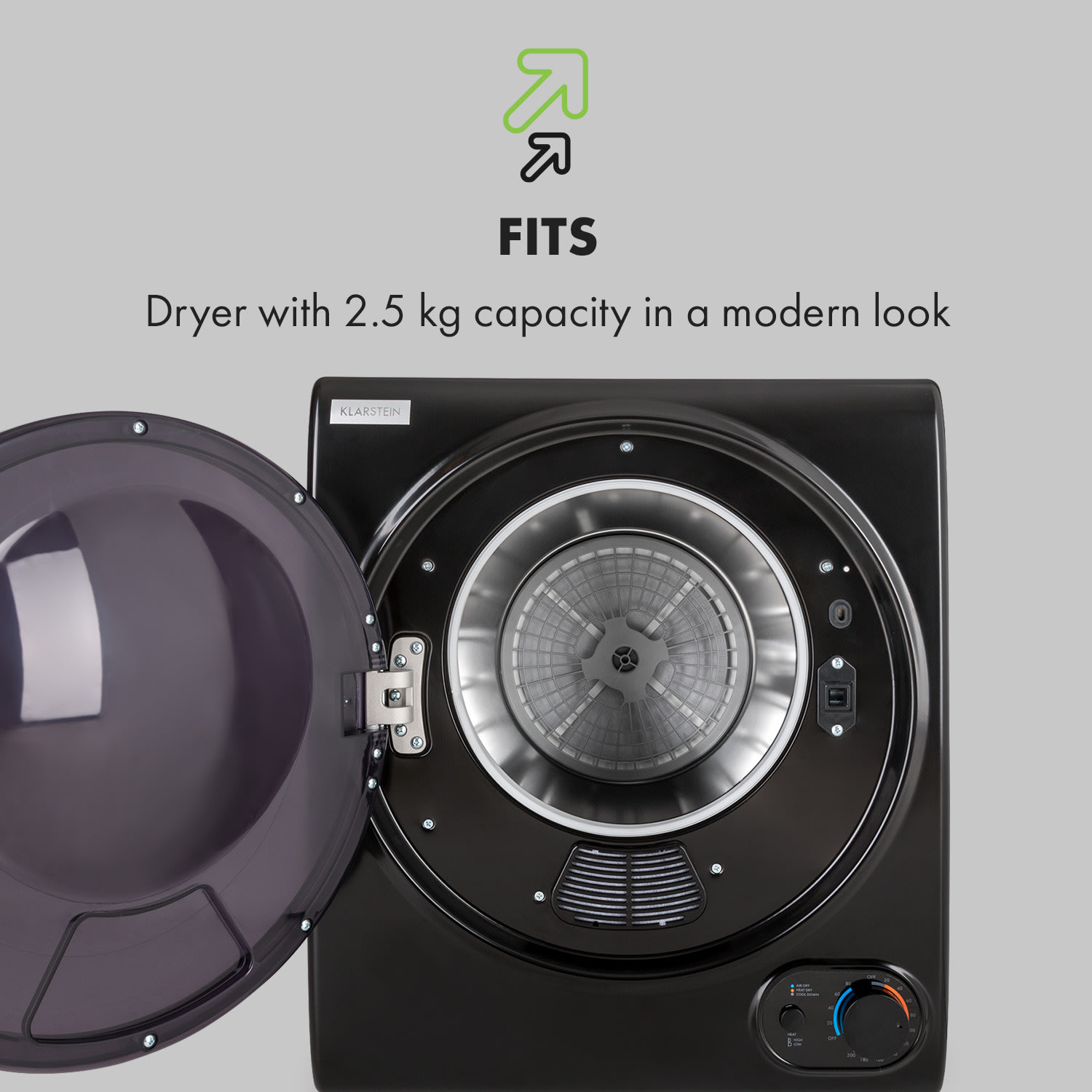 Klarstein Jet Set 2500, sušička bielizne, sušička s odsávaním vlhkého vzduchu, 850W, TEE C, 2,5kg, 50cm, čierna - Image 2