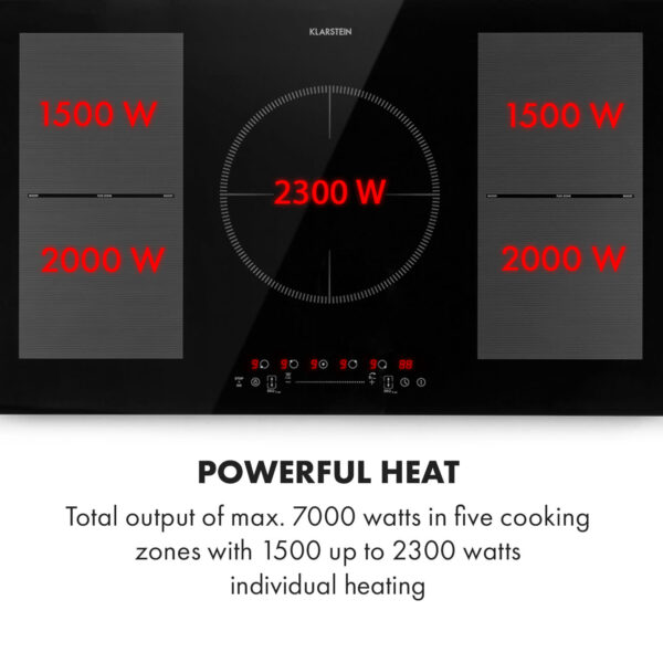 Klarstein Delicatessa 90 Flex, vstavaná indukčná varná doska, 7400 W, 5 zón, samostatná