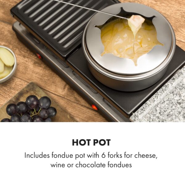 Klarstein Fonduelette XL, raclette gril s fondue 3 v 1, 1650 W, prírodný kameň, pre 12 osôb