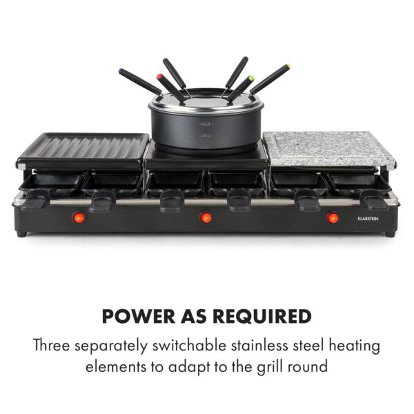 Klarstein Fonduelette XL, raclette gril s fondue 3 v 1, 1650 W, prírodný kameň, pre 12 osôb - Image 3