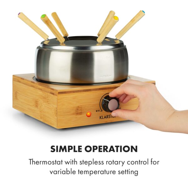 Klarstein Bambus, fondue, 800 W, hrniec z ušľachtilej ocele - Image 2